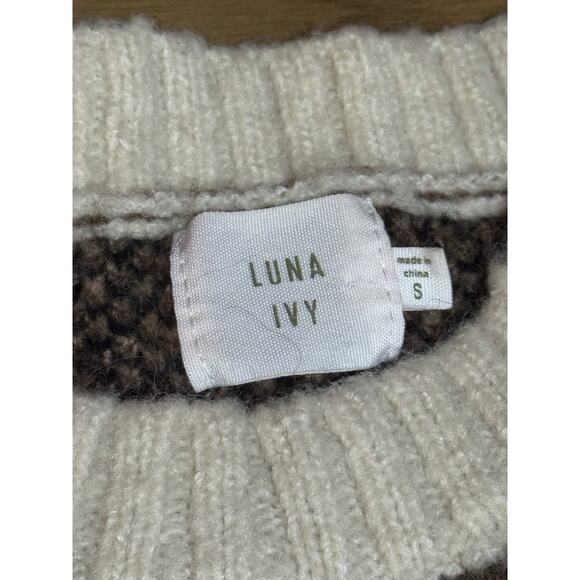 Anthropologie Luna Ivy Teddy Bear Long Sleeve Pullover Sweater Size Small Preppy - Picture 3 of 11